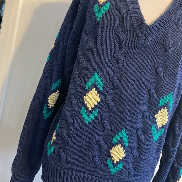 Tommy Hilifiger-vintage V neck perfect condition sweater-cotton/linen - Picture 2 of 5